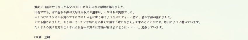 60歳　主婦の方より